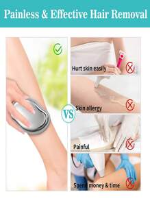 Crystal Hair Eraser Painless Hair Remover,1Pc White Painless Hair Removal Tool Skin Exfoliator Removal Tool Hair Remover Skin Exfoliator Tool Apply To Any Part Of Body - Silver - View 5