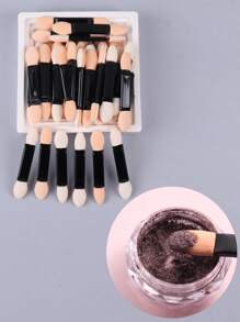 FULL BEAUTY 20 Chiếc Bọt Biển Bàn Chải Móng Tay Hai Đầu Và Cọ Trang Điểm Mắt Bóng Dính Gương Ma Thuật Bột Applicator Dính Vệ Sinh dụng Cụ Làm Móng Tay - màu đen - Xem 2