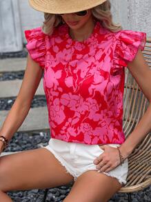 SHEIN LUNE 印花荷葉邊襯衫 - 彩色 - 查看 5