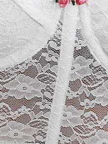 SHEIN Allurite Contrast Lace Bustier Crop Tube Top - White - View 7