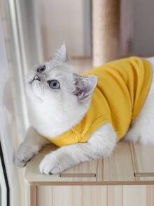 1pc Bear Embroidery Patch Decor Pet Sweater For Dog And Cat, For Spring, Summer - Yellow - View 2