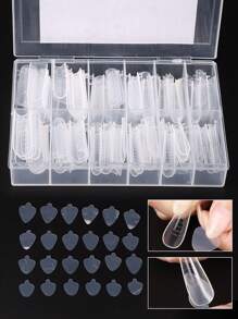 FULL BEAUTY 法式美甲双贴片套装，120片美甲贴片+24片硅胶模具，法式美甲假指甲贴片，适用于凝胶延长甲片，双贴片美甲工具，美甲用品，美甲工具，美甲艺术工具，返校季，美甲，美甲工具，按压式美甲 - 無色 - 查看 3