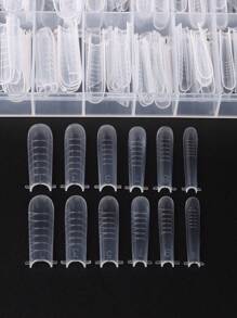 FULL BEAUTY 法式美甲双贴片套装，120片美甲贴片+24片硅胶模具，法式美甲假指甲贴片，适用于凝胶延长甲片，双贴片美甲工具，美甲用品，美甲工具，美甲艺术工具，返校季，美甲，美甲工具，按压式美甲 - 無色 - 查看 4