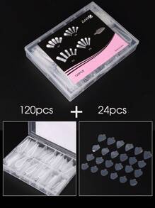 FULL BEAUTY French Form Dual Stickers, 120pcs Nail Form +24pcs Silicone Mold Pads French Line Guides Nail Extension Tools,Nail Supplies,Nail Tools,Nail Art Tools,Back To School,Nails,Nail Tools For Press On Nails - Clear - View 2
