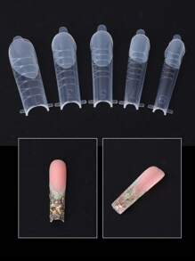 FULL BEAUTY 法式美甲双贴片套装，120片美甲贴片+24片硅胶模具，法式美甲假指甲贴片，适用于凝胶延长甲片，双贴片美甲工具，美甲用品，美甲工具，美甲艺术工具，返校季，美甲，美甲工具，按压式美甲 - 無色 - 查看 7