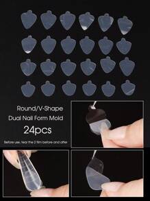 FULL BEAUTY 120入組指甲形式和24入組矽膠模具雙形式套裝法語修指甲藝術凝膠延伸工具 - 無色 - 查看 12