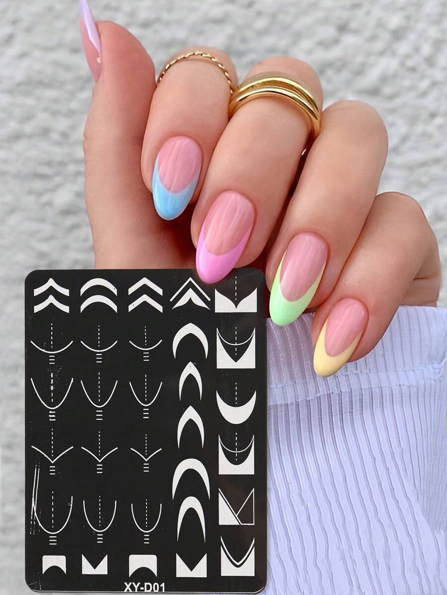 FULL BEAUTY 1 Máy Tính Pháp Đầu Móng Tay Nghệ Thuật Dập Tấm DIY stencil Bản Mẫu - Bạc - Xem 1