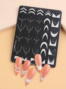 FULL BEAUTY 1 Máy Tính Pháp Đầu Móng Tay Nghệ Thuật Dập Tấm DIY stencil Bản Mẫu - Bạc - Xem 2