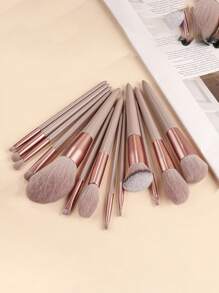 Bộ 13 cọ trang điểm cầm tay màu trà sữa, Bộ cọ, Bộ cọ trang điểm, Bộ cọ trang điểm, Bộ trang điểm hoàn chỉnh, Bộ cọ trang điểm, Bộ trang điểm hoàn chỉnh, Bộ cọ, Bộ cọ trang điểm, Bộ quà tặng trang điểm - Màu Xám nhạt - Xem 2