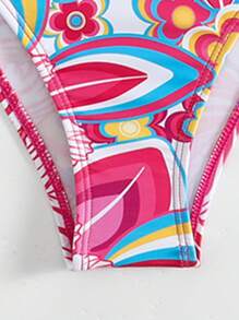 Floral Print Ruched High Waisted Bikini Set For Summer Beach - Multicolor - View 4