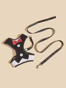 1入組蝴蝶結裝飾寵物背帶&1条皮带適用於狗狗 - 黑色 - 查看 2