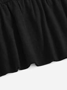 SHEIN EZwear 素色荷葉邊T恤