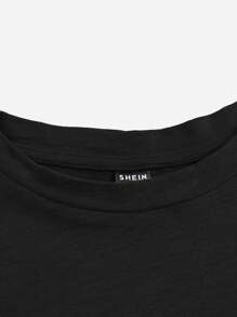 SHEIN EZwear 素色荷葉邊T恤