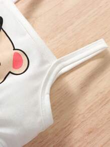 嬰兒波卡圓點和卡通圖案網紗拼接吊帶洋裝 - 白色 - 查看 4