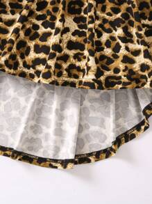 SHEIN 青少女冷肩t恤&豹紋高低裙套裝 - 彩色 - 查看 4