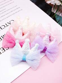 5pcs Random Color Bow Design Pet Hair Clip For Dog And Cat - Multicolor - View 2