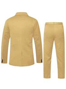 Manfinity Mode Men Single Breasted Blazer & Suit Trousers - Khaki - View 2
