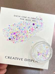 Diseño mixto de mariposa y estrella Decoración de uñas con lentejuelas, 1 caja Decoración holográfica con purpurina para uñas iridiscente en escamas de verano con mariposa de ensueño - Blanco - Ver 1