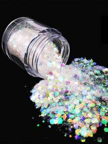 Diseño mixto de mariposa y estrella Decoración de uñas con lentejuelas, 1 caja Decoración holográfica con purpurina para uñas iridiscente en escamas de verano con mariposa de ensueño - Blanco - Ver 2