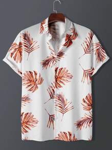 Men Tropical Print Shirt - White - View 1