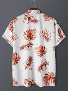 Men Tropical Print Shirt - White - View 2