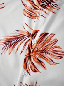 Men Tropical Print Shirt - White - View 5