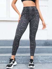 Yoga Trendy Quần Leggings Thể thao Nữ Snakeskin In - màu đen - Xem 4