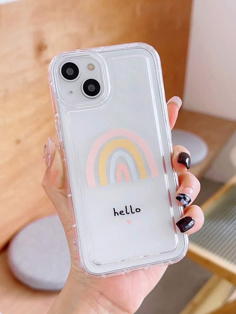 Letter Graphic Clear Phone Case - Multicolor - View 1