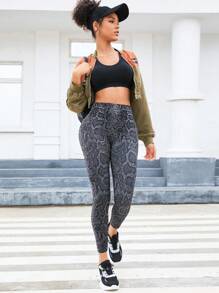 Yoga Trendy Quần Leggings Thể thao Nữ Snakeskin In - màu đen - Xem 5