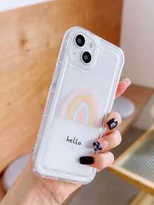 Letter Graphic Clear Phone Case - Multicolor - View 3