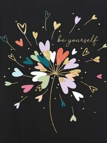 SHEIN LUNE 愛心圖案T恤 - 黑色 - 查看 6