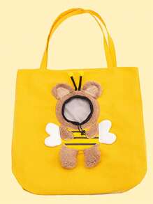 1入組卡通蜜蜂裝飾寵物攜帶包適用於貓適用於戶外 - 黃色 - 查看 1