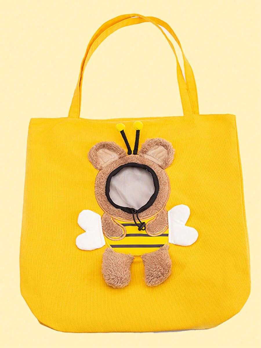 1入組卡通蜜蜂裝飾寵物攜帶包適用於貓適用於戶外 - 黃色 - 查看 1