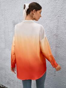 SHEIN Privé 漸層落肩袖前紐扣襯衫 - 彩色 - 查看 2