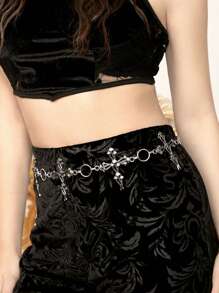 ROMWE Goth Chuỗi thắt lưng nữ - Bạc - Xem 2