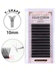 1box 10mm Y-shaped Individual False Eyelashes - Black - View 1