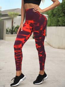 Easithlete 紮染寬腰帶運動打底褲