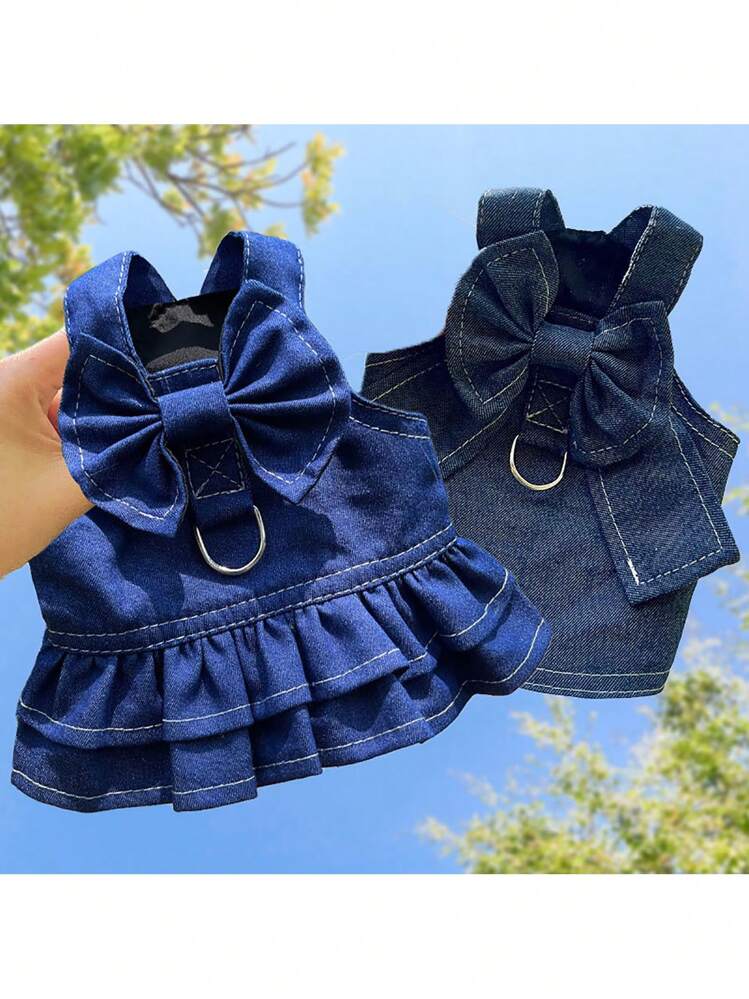 1個 蝶々結びデコレーション ペットドレス 用 犬 と ネコ 用 デコレーション - ブルー - 見る 1