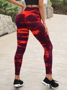 Easithlete 紮染寬腰帶運動打底褲