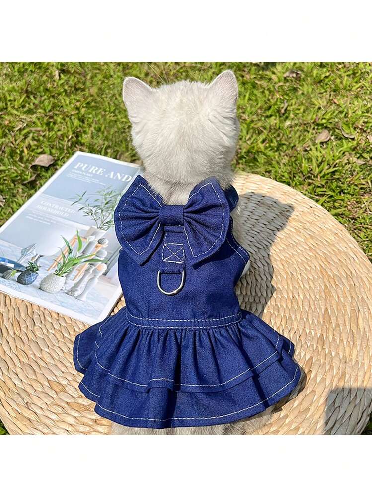 1個 蝶々結びデコレーション ペットドレス 用 犬 と ネコ 用 デコレーション - ブルー - 見る 9