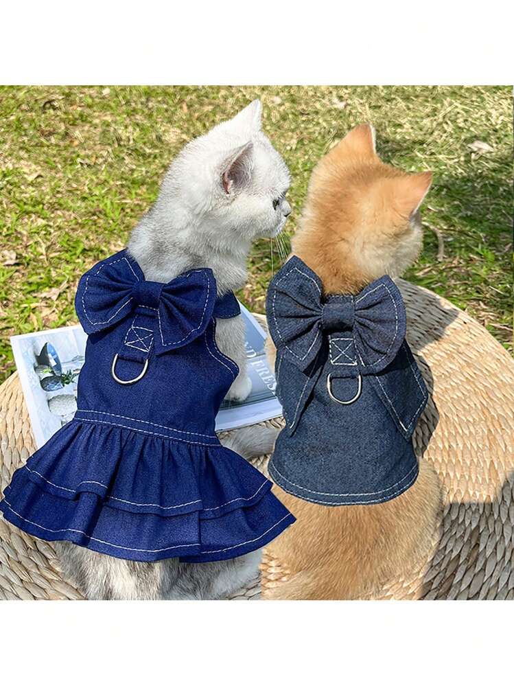 1個 蝶々結びデコレーション ペットドレス 用 犬 と ネコ 用 デコレーション - ブルー - 見る 14