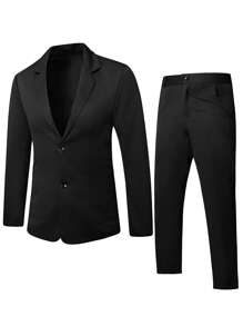 Manfinity Mode Men Single Breasted Blazer & Suit Trousers - Black - View 1