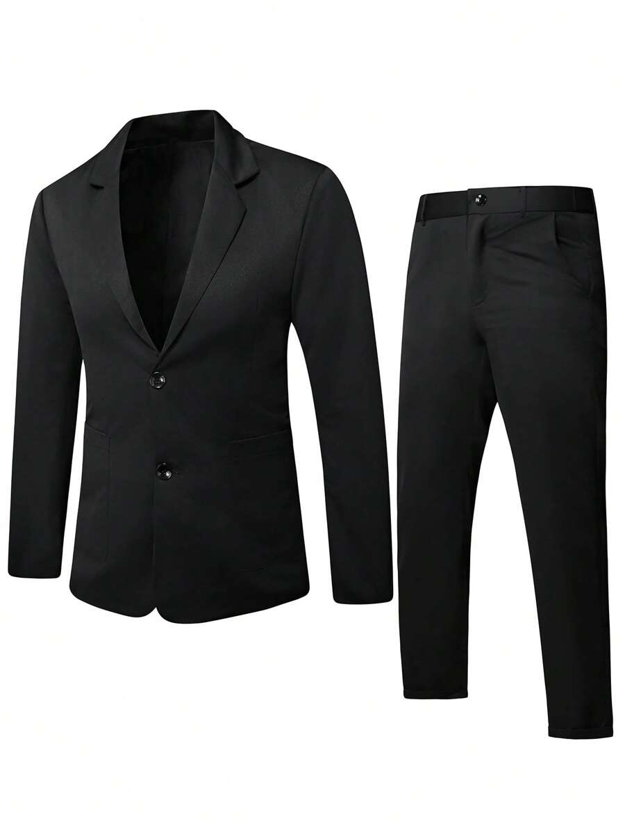 Manfinity Mode Men Single Breasted Blazer & Suit Trousers - Black - View 1