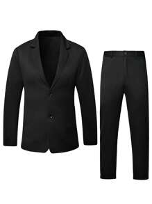Manfinity Mode Men Single Breasted Blazer & Suit Trousers - Black - View 5