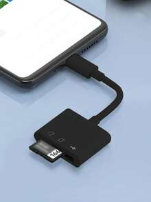 三合一黑色 OTG 读卡器，Type-C 传输外部 USB 闪存盘、TF 卡、相机 SD 卡，适用于智能手机和电脑 - 黑色 - 查看 2