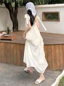 Solid Tie Shoulder Cami Dress - Apricot - View 2