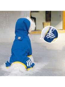 1pc Premium Blue Waterproof Raincoat - Blue - View 1