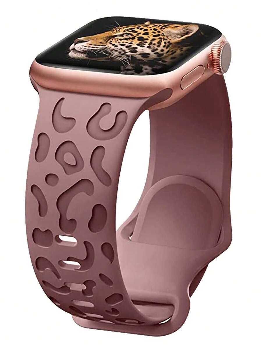 1pc Leopard Print Silicone Watchband Compatible With Apple Watch