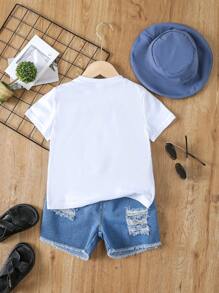 SHEIN Toddler Boys Cartoon Graphic Tee - White - View 2