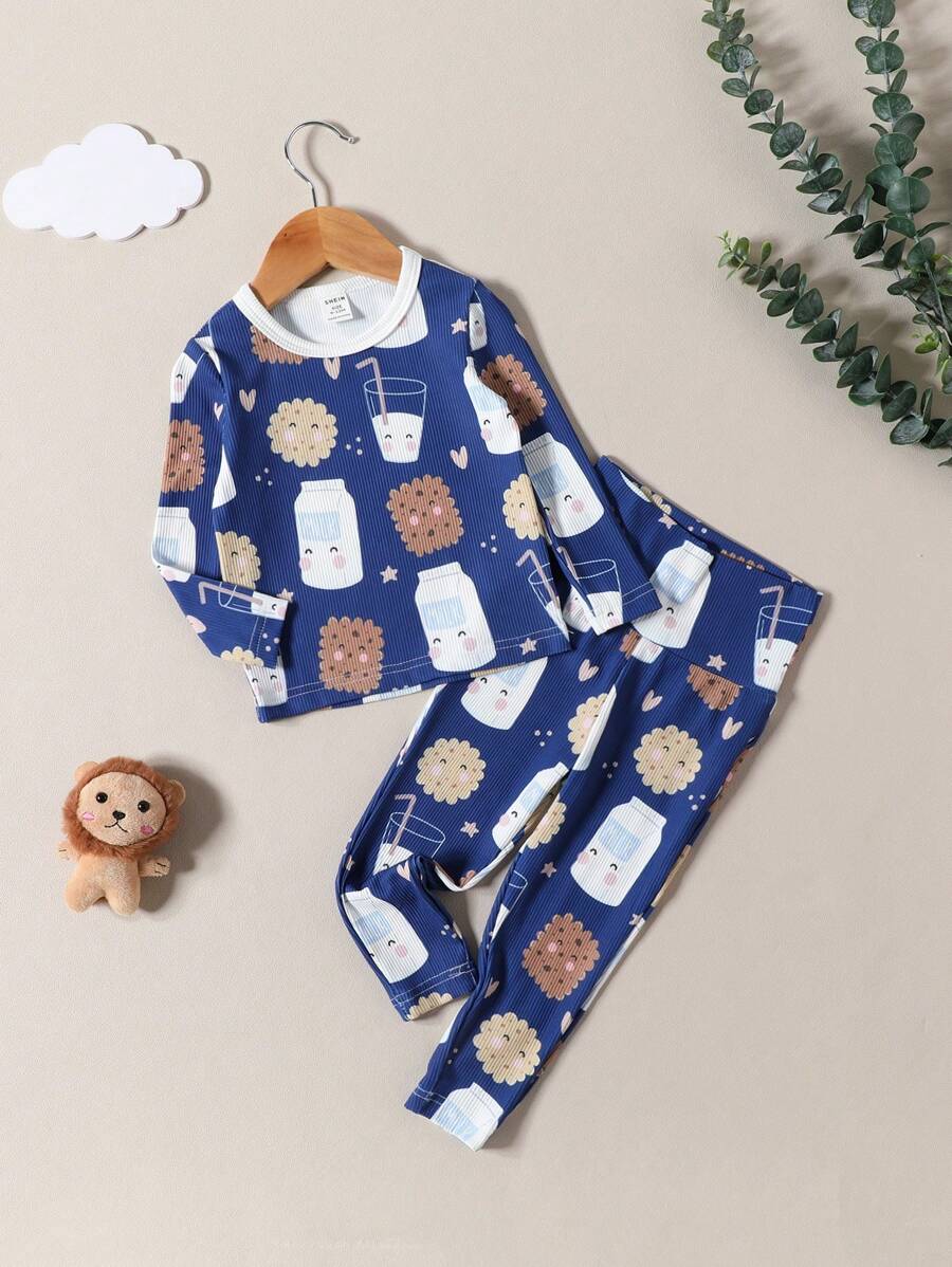 Đứa bé trai Đồ họa Hoạt hình Vừa Khít Bộ PJ - Màu xanh lam - Xem 1